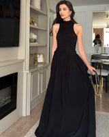 Ruched Drop-Waist Maxi Dress