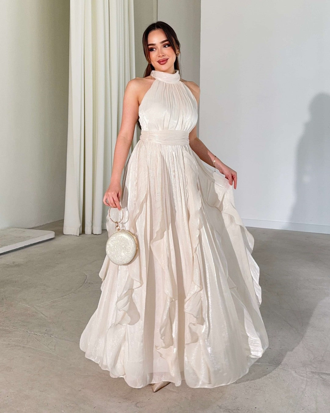 Ruffle Flow Maxi Dress + Belt