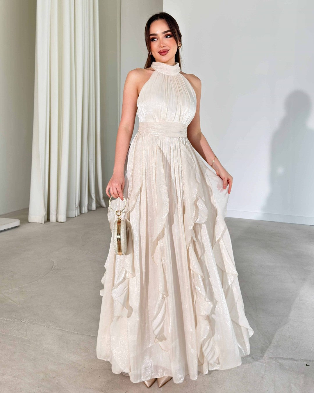 Ruffle Flow Maxi Dress + Belt