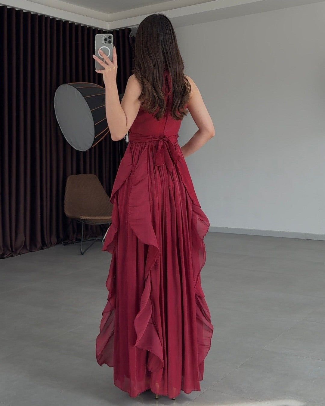 Ruffle Flow Maxi Dress + Belt