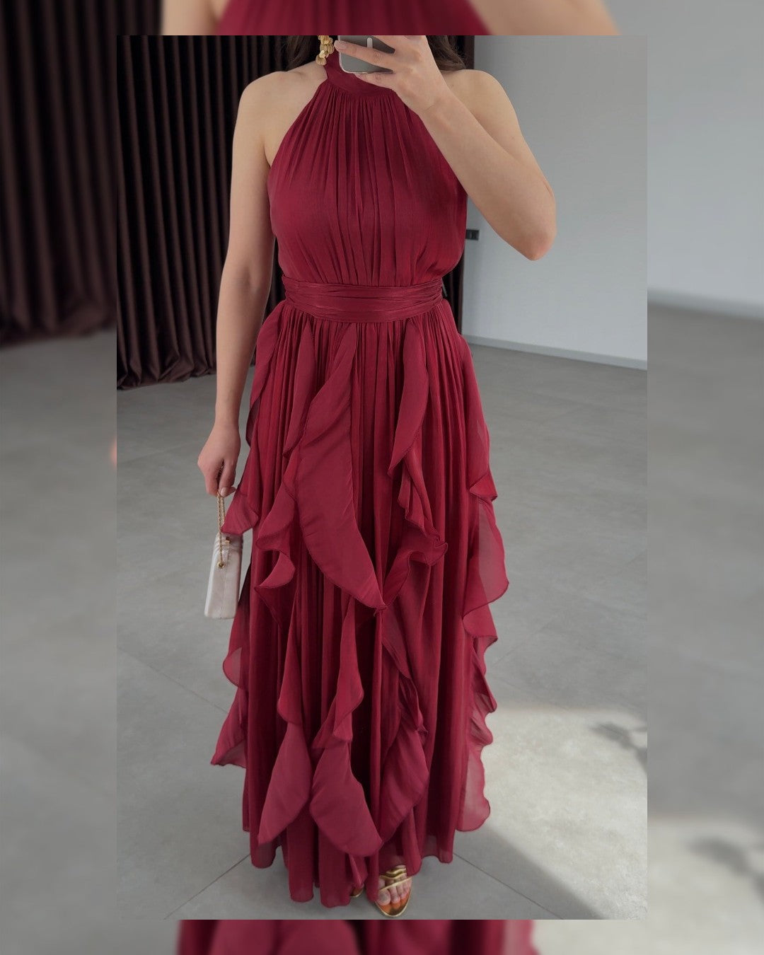 Ruffle Flow Maxi Dress + Belt
