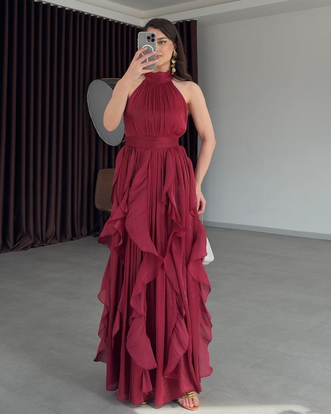 Ruffle Flow Maxi Dress + Belt