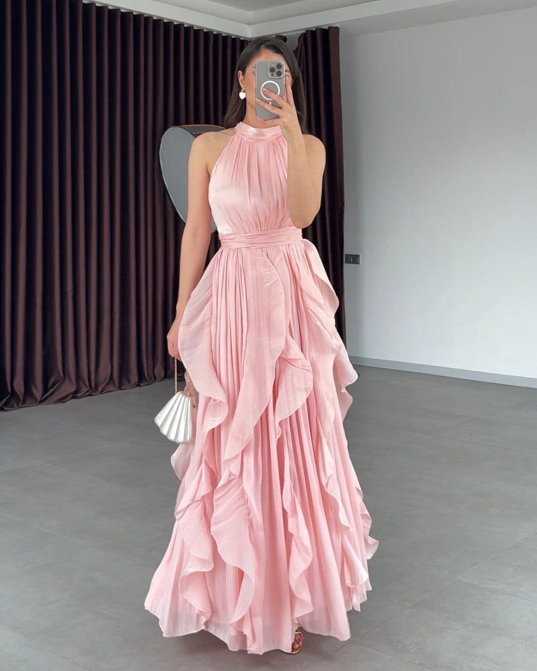 Ruffle Flow Maxi Dress + Belt