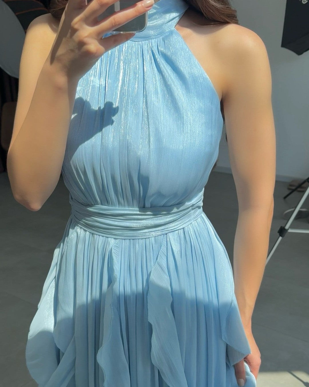 Ruffle Flow Maxi Dress + Belt