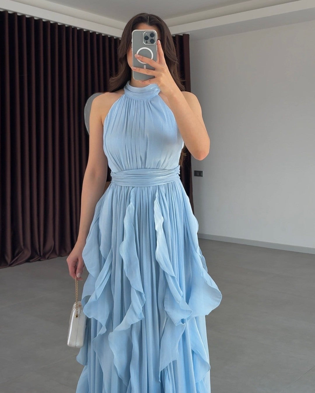 Ruffle Flow Maxi Dress + Belt