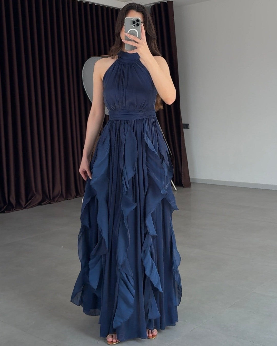 Ruffle Flow Maxi Dress + Belt