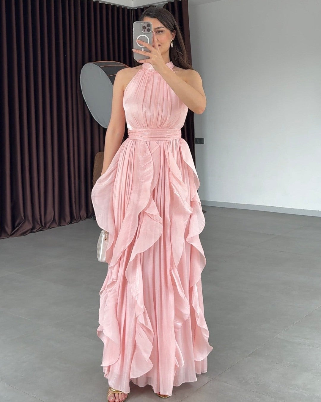 Ruffle Flow Maxi Dress + Belt
