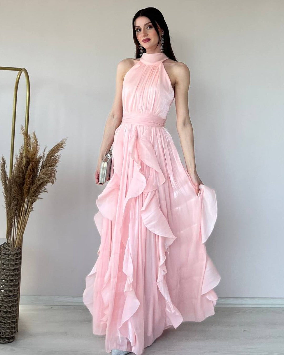 Ruffle Flow Maxi Dress + Belt