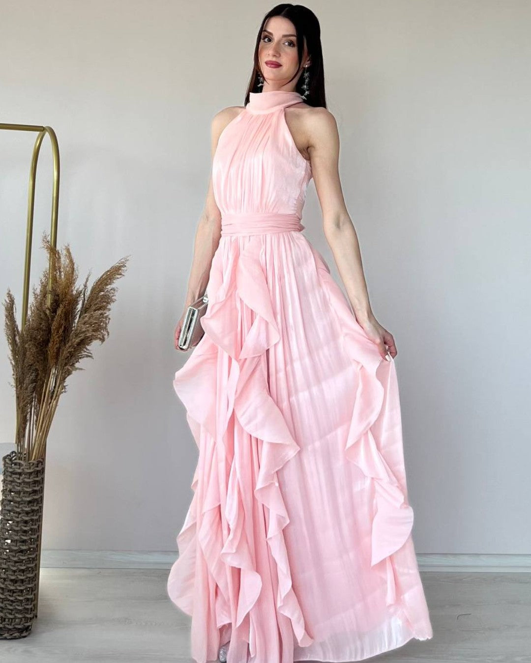 Ruffle Flow Maxi Dress + Belt