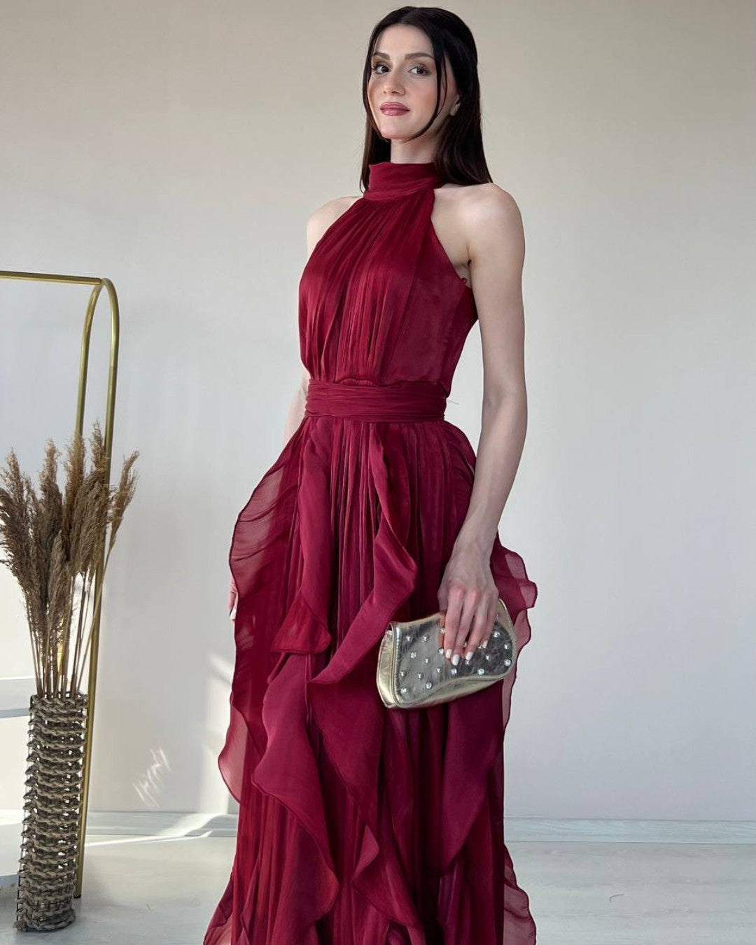 Ruffle Flow Maxi Dress + Belt
