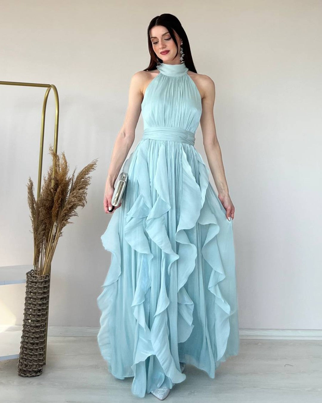Ruffle Flow Maxi Dress + Belt