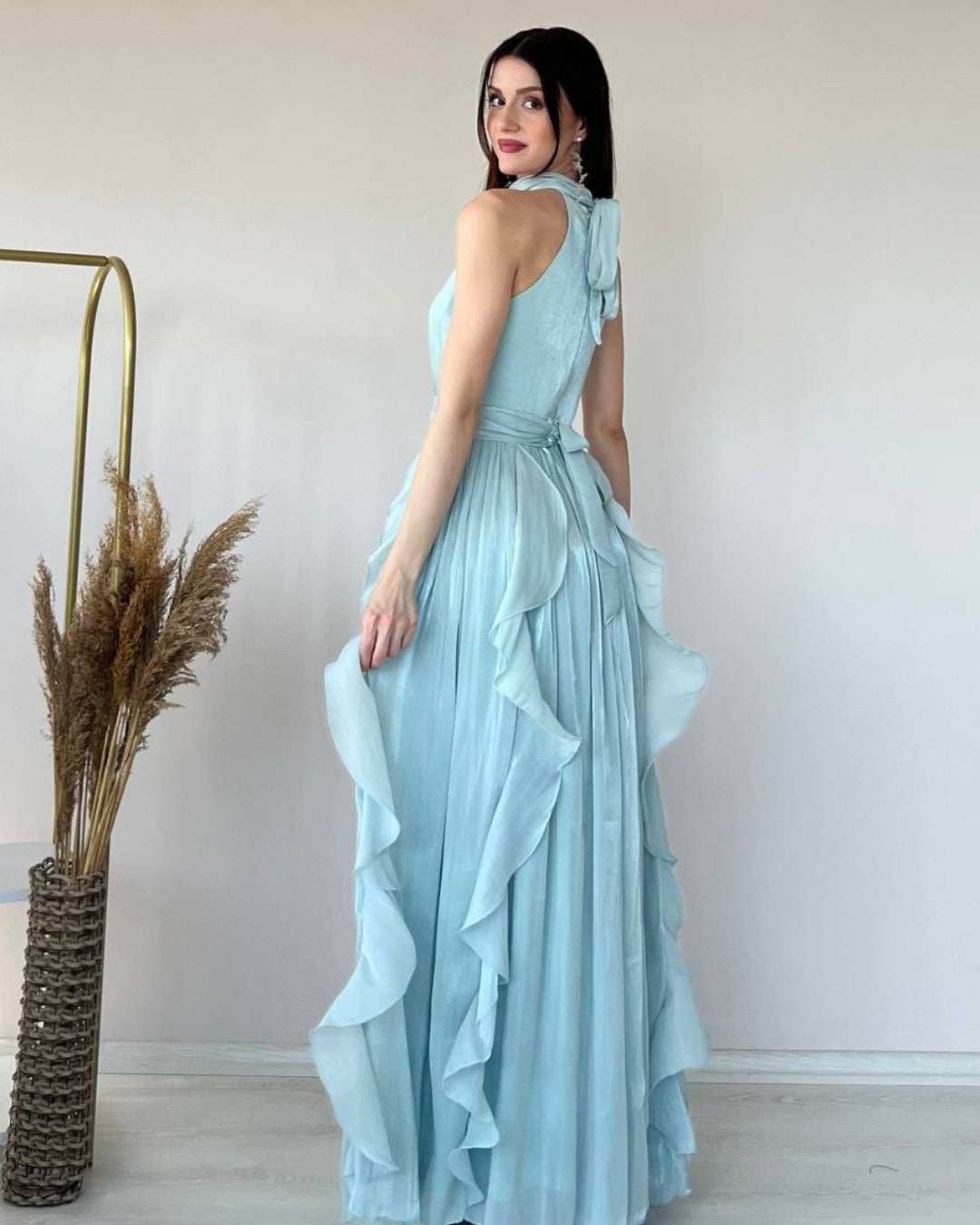 Ruffle Flow Maxi Dress + Belt