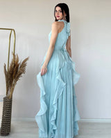Ruffle Flow Maxi Dress + Belt
