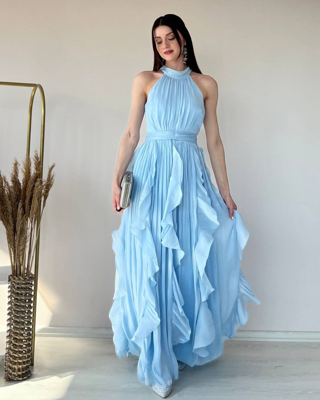 Ruffle Flow Maxi Dress + Belt