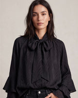 Satin Blouse with Ruffle Cuffs