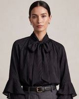 Satin Blouse with Ruffle Cuffs
