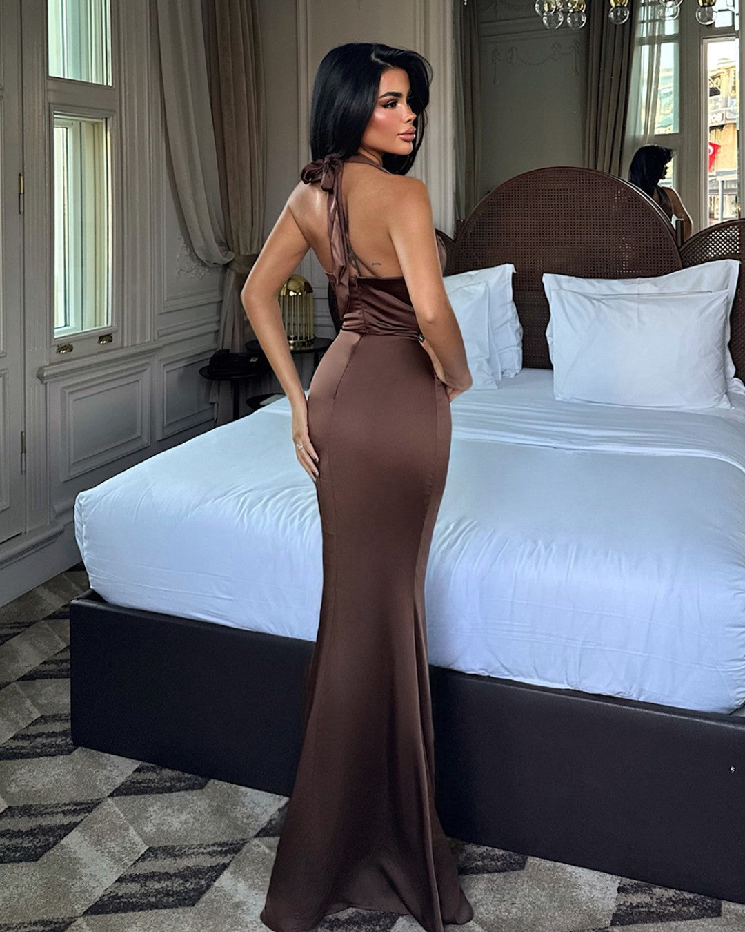 Satin Halter Gown Dress
