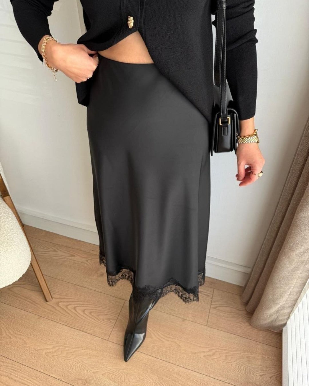 Satin Lace Skirt