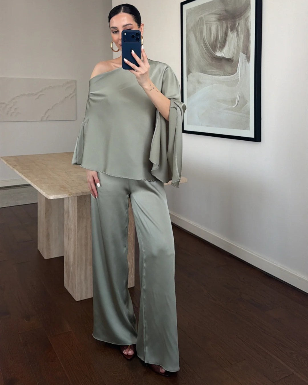 Satin Off-Shoulder Set
