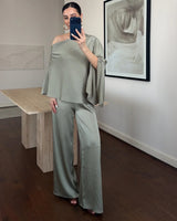 Satin Off-Shoulder Set