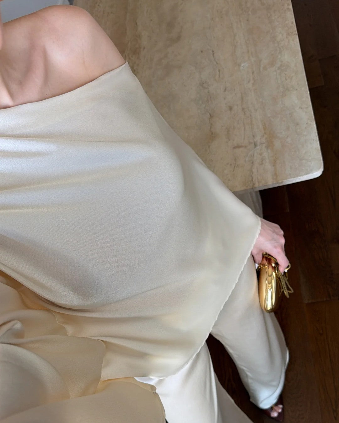 Satin Off-Shoulder Set