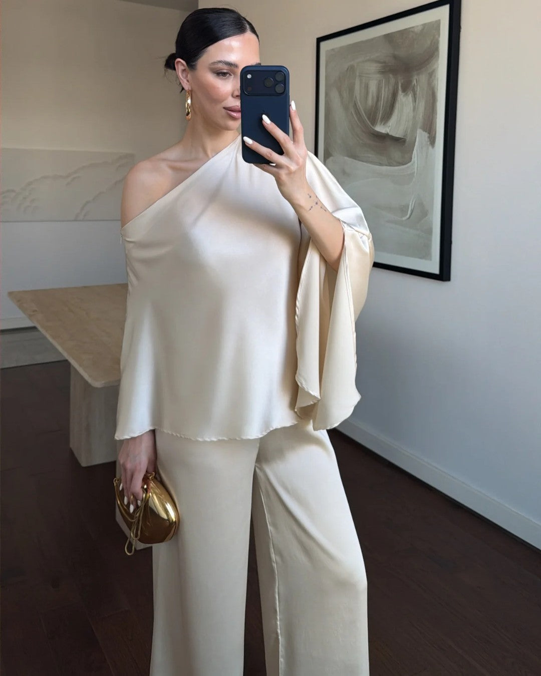 Satin Off-Shoulder Set