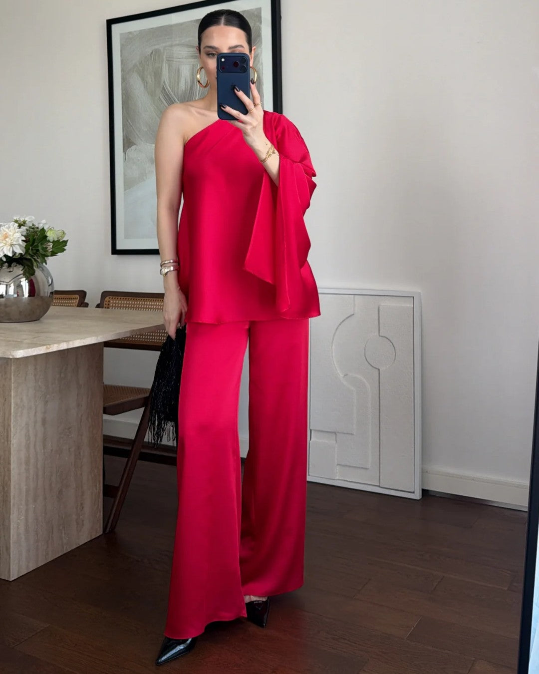 Satin Off-Shoulder Set