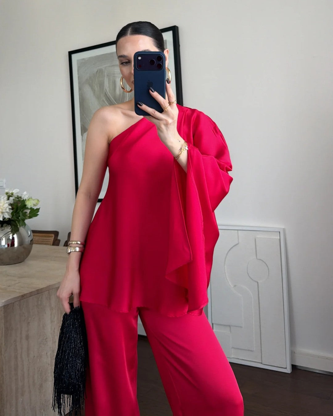 Satin Off-Shoulder Set