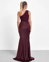 Satin One Shoulder Maxi Gown