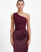 Satin One Shoulder Maxi Gown