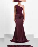 Satin One Shoulder Maxi Gown