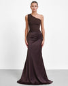 Satin One Shoulder Maxi Gown