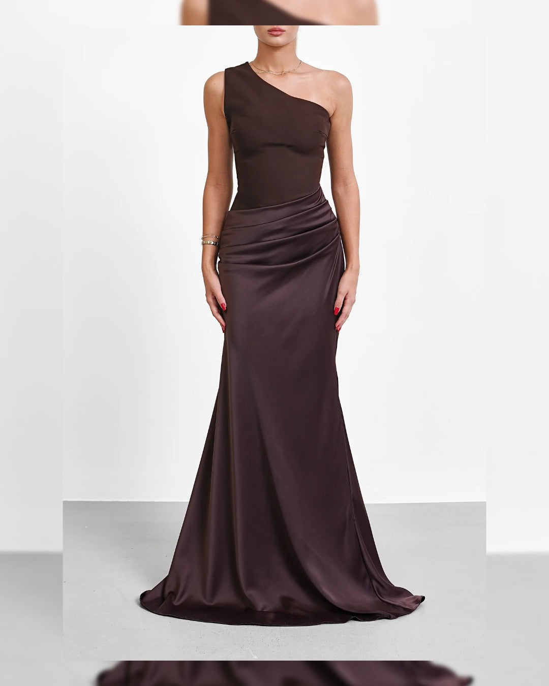 Satin One Shoulder Maxi Gown