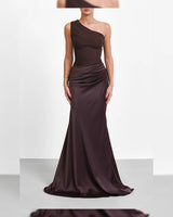 Satin One Shoulder Maxi Gown