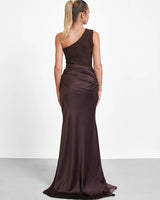 Satin One Shoulder Maxi Gown