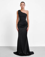 Satin One Shoulder Maxi Gown