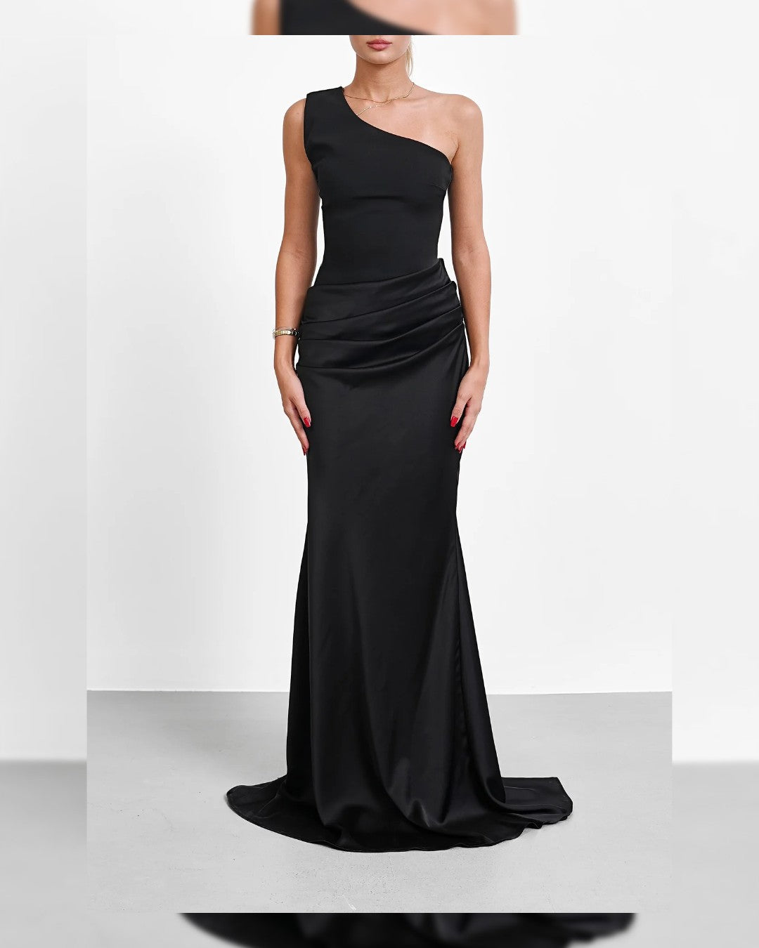 Satin One Shoulder Maxi Gown
