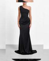 Satin One Shoulder Maxi Gown
