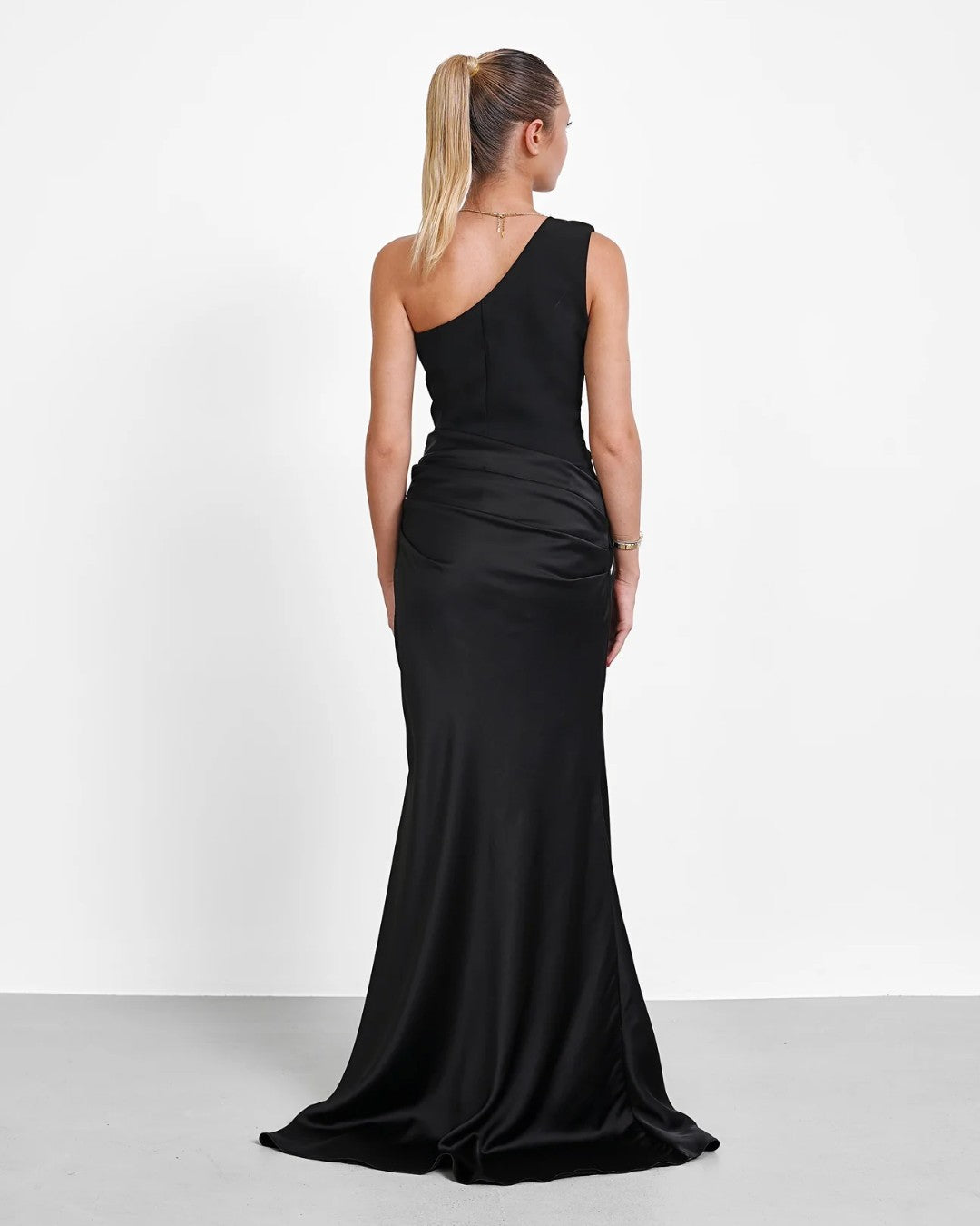 Satin One Shoulder Maxi Gown