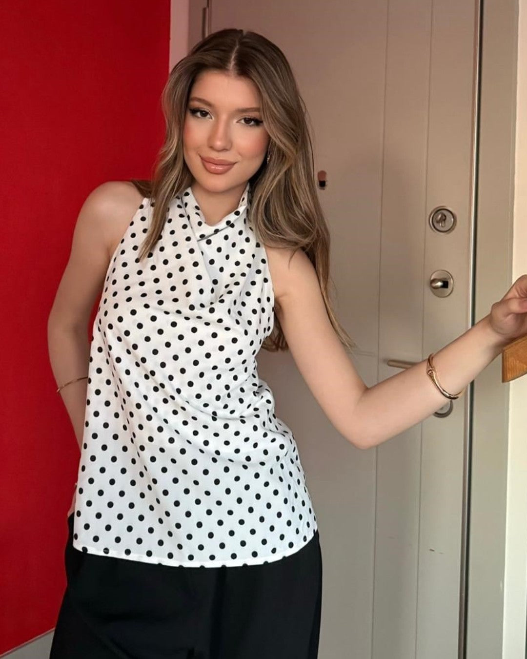 Satin Polka Halter Top