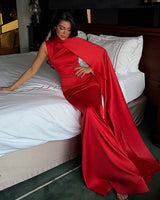Scarlet Satin Drape Gown