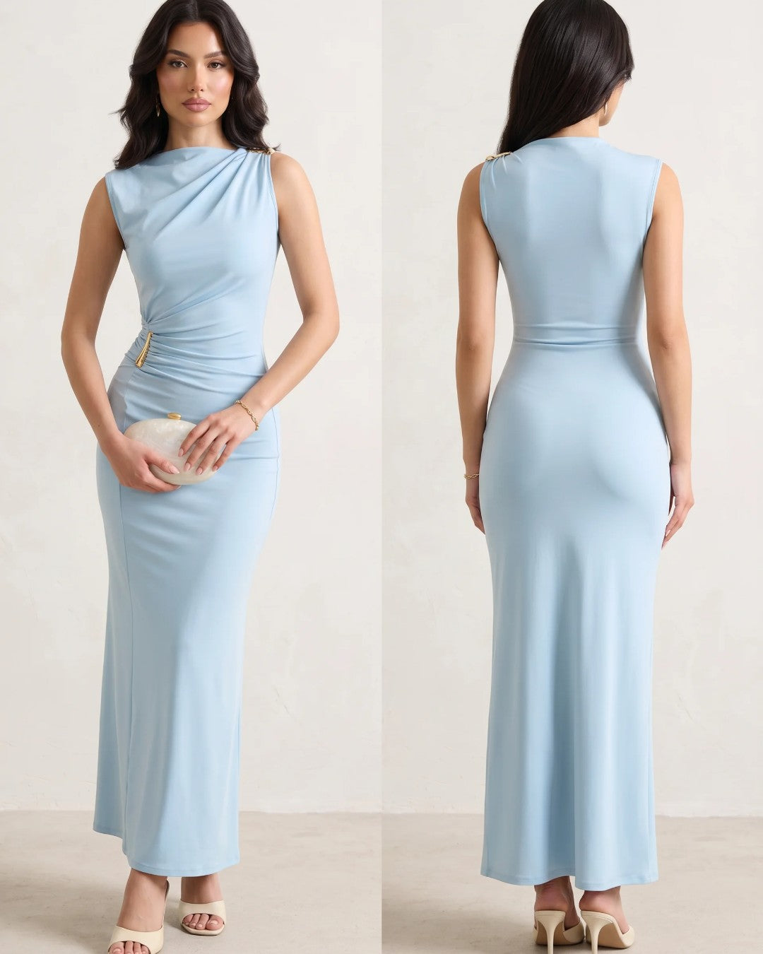 Sculpted Drape Evening Dress