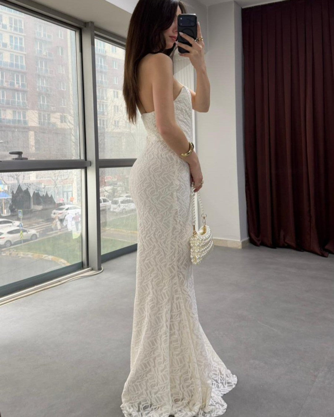 Sculpted Lace Mermaid Gown Dress