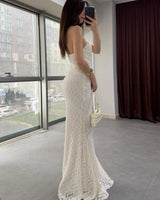 Sculpted Lace Mermaid Gown Dress