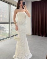Sculpted Lace Mermaid Gown Dress