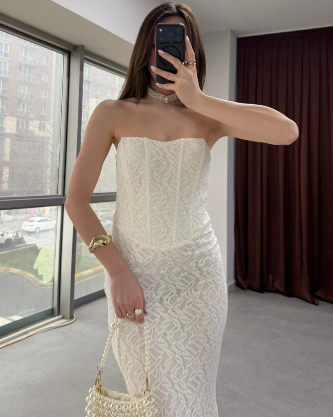 Sculpted Lace Mermaid Gown Dress