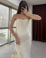 Sculpted Lace Mermaid Gown Dress