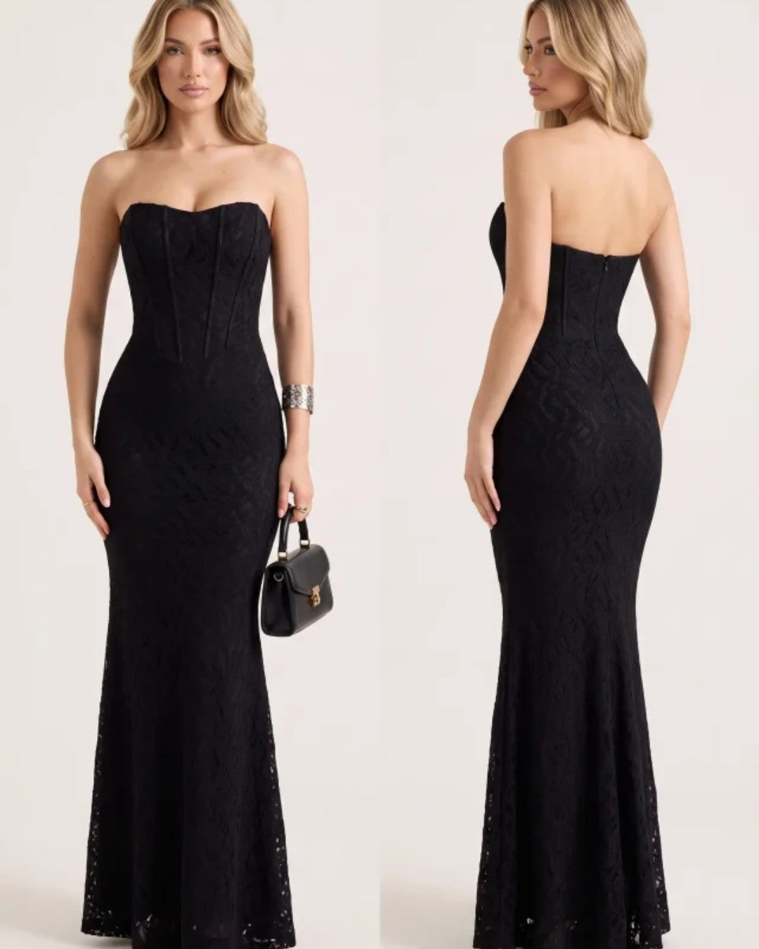 Sculpted Lace Mermaid Gown Dress