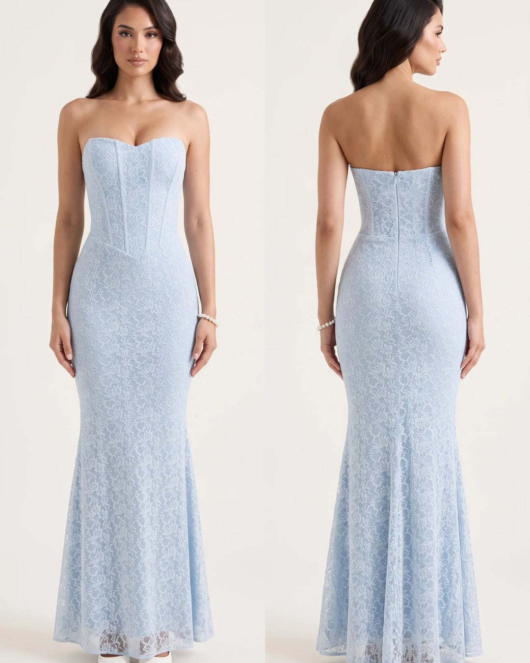 Sculpted Lace Mermaid Gown Dress
