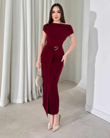 Sculpted Off-Shoulder Drape Dress